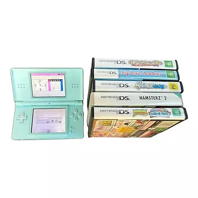 Nintendo DS Lite Blue Console (USG-001) & 5 Games - Tested & Complete • $84.95