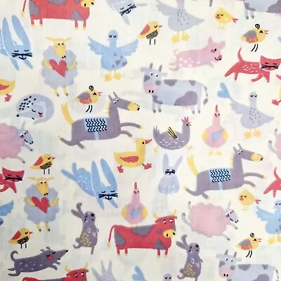 Childrens Fabric - Farm Animals On Cream - Polycotton Craft Fabric Material • £3.99