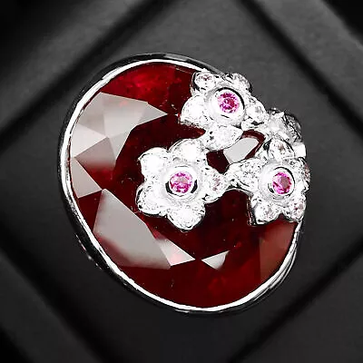 Gorgeous Ruby Pigeon Blood 46.20Ct 925 Sterling Silver Handmade Rings Size 7 • $130