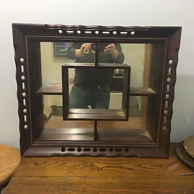 Antique Wood Shadow Box Mirror 23x27x5-1/2 • $69.95