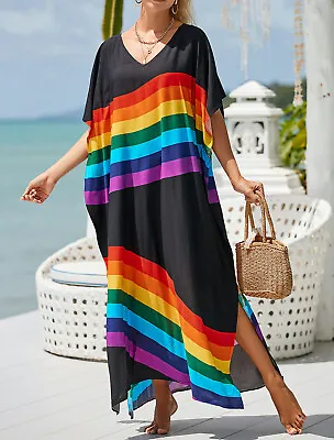 $24.99 • Buy AU SELLER Women Soft Cotton Oversized Kaftan Kimono Beach Dress Cover UP Dr208-2