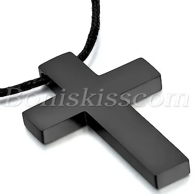 Men's Classical Black Tone Stainless Steel Christ Cross Pendant Necklace Chain • $8.99