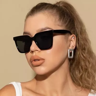 Fashion Retro Square Sunglasses Large Oversized Lens Shades Sun Glasses Women  • £4.49