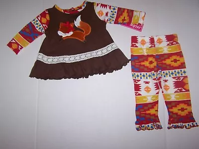 Mollie & Millie Boutique Girl Outfit Top Pants Fall Fox Multicolor Size 3-6M NWT • $34.99