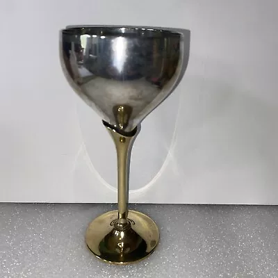 Vintage Chalice Brass /Silver Plate Goblet Barware Two Tone Lots Of Patina Wine • $21.99