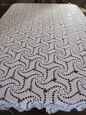 $34.50 • Buy Antique Ecru Hand Crocheted Rectang. Table Cloth 60  X 78 