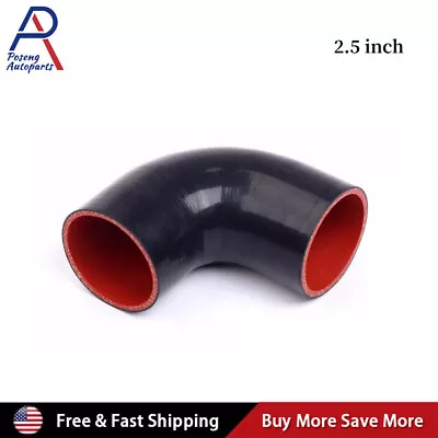 Silicone Hose Elbow Coupler Joiner Pipe 2.5  To 2.5  90° Degree Leg 102mm Black • $9.78