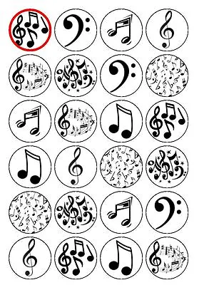 24 X Musical Notes1.5  PRE-CUT PREMIUM RICE PAPER Edible Cake Topper Decorations • £3