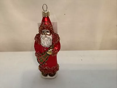 Folk Art Vaillancourt Polish Mouth Blown Glass Santa ￼Ornament  ( # 4 ) • $10.50