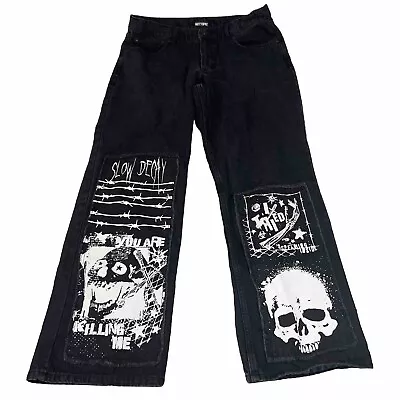 Hot Topic Jeans Grunge Gothic Skull Pants Skater Rocker Punk Mens 34X31 Relaxed • $32.97