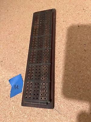 Vintage  Wood Cribbage Board With Metal Inlay Double Player Peg Holder On End • $4.99