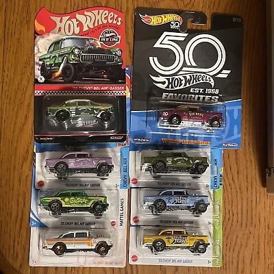 Hot Wheels 2018-2023 Redline Club '55 Chevy Bel Air Gasser Lot Of 8 Free Ship • $109.99