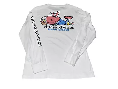 Vineyard Vines Boys Easter Long Sleeve White Whale Pocket Shirt Medium 12 14 • $18