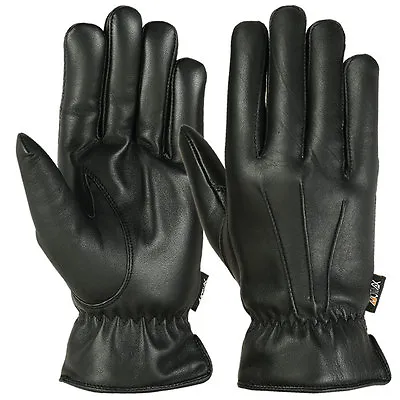 Mens Warm Winter Gloves Dress Glove Thermal Lining Genuine Leather Black • $17.99