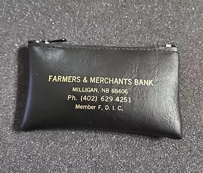 Vtg. Mini Zipper Money Bag 2-1/2  X 4-1/4  Advertising Farmers & Merchants Bank • $7.99