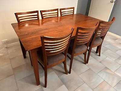 6 Seater Solid Timber Dining Table And Chairs • $400