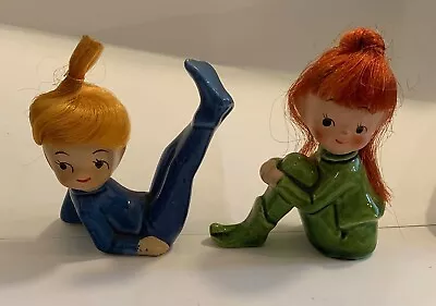 2 Vintage Napco Christmas Pixie Elf Figurines - Red Hair • $39