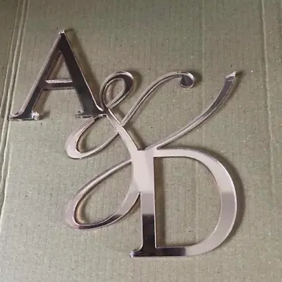 Mirrored Acrylic Initial Letters Personalised Wedding Cake Toppers Decorations • £7.89