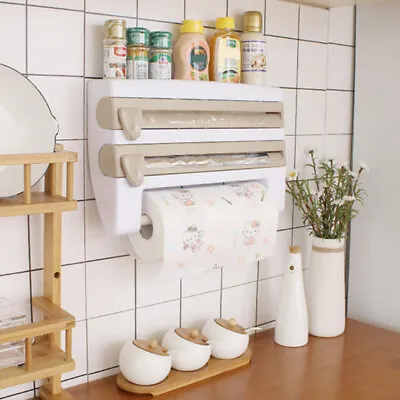 £14.94 • Buy Kitchen Foil Dispenser Cling Film Cutter Paper Towel Roll Holder Wall Mounted