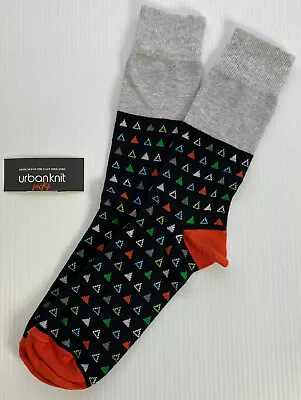 URBAN KNIT Mens Cotton Boot Socks Dress Socks Bright Geometic Colours UK 7-11  • $6.30