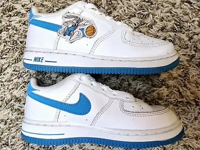 Nike Air Force 1 Kids Toddler Size 10C Hare Space Jam Shoes DM3356-100 Baby EUC • £24.13