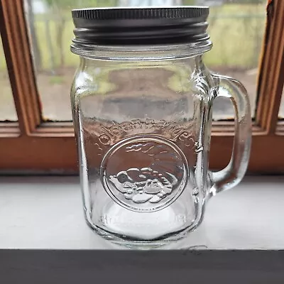 Vintage 16 OZ Golden Harvest Mason Drinking Jar With Handle Clear Drinking Glass • $11.69