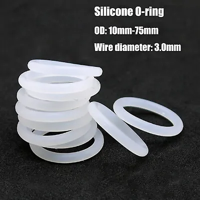£1.98 • Buy OD 10mm - 75mm Food Grade O-Ring. 3.0mm Thick . Clear Silicone Rubber O Rings