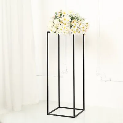 2 MATTE BLACK 32  Tall Geometric Metal Stands Flower Vase Holders Centerpieces • $41.17