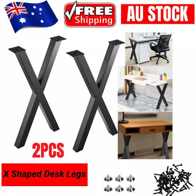 2x Coffee Dining Table Legs Steel Industrial Vintage X-Shaped Metal Legs 71CM AU • $81.99