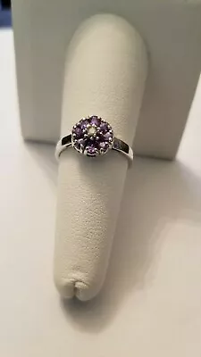 PRETTY 0.69 CARAT TANZANITE & GENUINE DIAMOND 14KT SOLID WHITE GOLD RING Sz 7 • £125.37