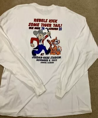 2003 Ole Miss Beats Auburn Beefy Hanes Men’s 2XL Long Sleeve Tee Shirt • $20