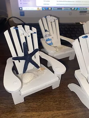 Set Of 4 Dollhouse Miniature Beach Chairs W/ Sand Birds Starfish Desktop Decor • $14.99