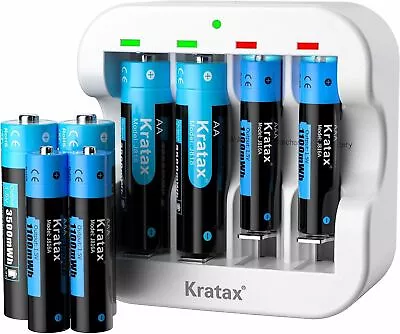 Kratax 1.5V AA AAA Lithium Batteries Rechargeable AA AAA Li-ion Batteries Lot • $14.24