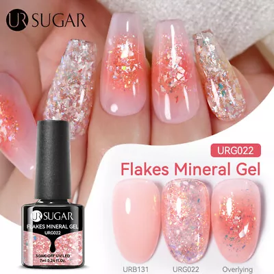 UR SUGAR 7ml Nail Gel Polish Flakes Mineral Glitter Sequins Nail Art Gel Varnish • $1.89