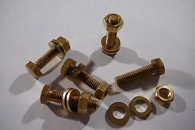 £2.99 • Buy M6x20 Brass Hex Head Bolts Nuts & Washers (pack 0f 5) Brass Set Screws X5