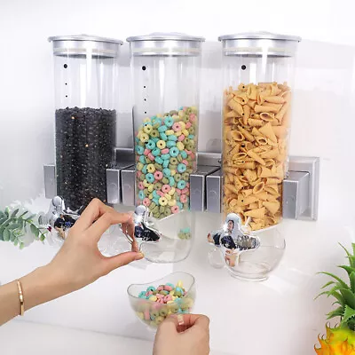 Wall Mounted Rotate Cereal Dispenser Rise Storage Box Kitchen Dry Food Container • £9.95