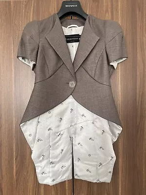 Emporio Armani Short Sleeve Tail Jacket Taupe Size 40 • £79