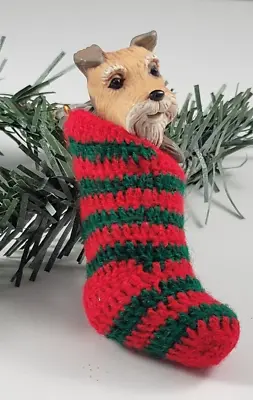 Vintage 1985 Hallmark Christmas Ornament Knit Stocking Doggy Schnauzer Dog • $14.99