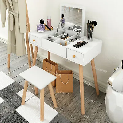 £125.99 • Buy White Modern Dressing Table&Stool Set Makeup Desk Drawer &Mirror Bedroom Gift Uk