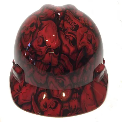 Hydro Dipped MSA Cap Style VGuard Hard Hat Red Insantiy Skulls  • $70