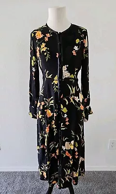 Zara Floral Print Long Sleeve Kimono Dress Size S Read Descript Flaws • $15