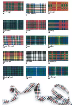 Berisfords Tartan Ribbon  Scottish Approved Widths  7mm   10mm   16mm  25mm 40mm • £25.18