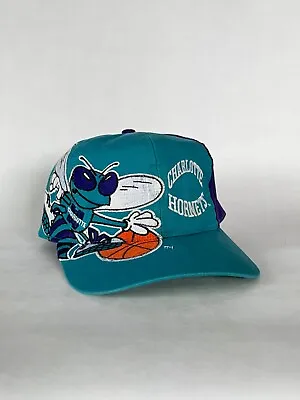 Charlotte Hornets Twins NBA Big Logo SnapBack Hat Vintage 90s • $85
