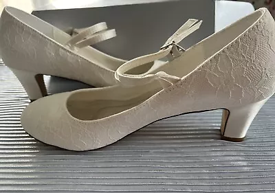 Bnib Beautiful Emily Bridal Wedding Shoes  - Ivory & Lace - Uk 7.5 • £15