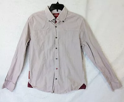 Men Marc Ecko Long Sleeve Cut & Sew Button Down Plaid Brick Red Oxford- S • $16.99