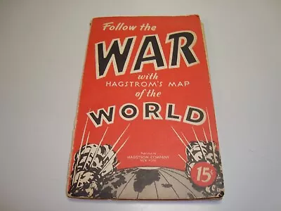 FOLLOW The WAR With HAGSTROM'S MAP Of The WORLD (948a) • $10
