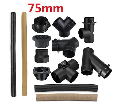 £5.99 • Buy 75mm Pipe Ducting T Piece+Warm Air Outlet Vent+Hose Clip For Diesel Heater