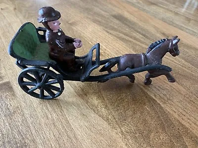 Vintage Cast Iron Horse Drawn Carriage W/ Removeable Driver • $30