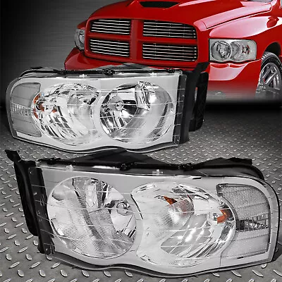 For 02-05 Dodge Ram 1500 2500 3500 Chrome Housing Clear Corner Headlight Lamps • $65.68