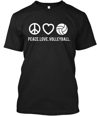 Peace Love Volleyball Funny Gifts T-Shirt Made In The USA Size S To 5XL • $20.99